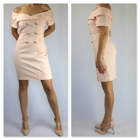 VENUS Button Detail Bodycon Dress Light Pink NWOT - Picture 2 of 8